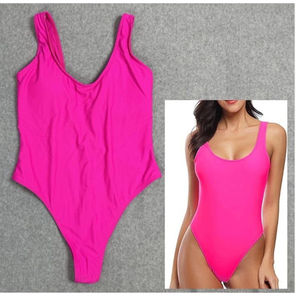 New Khol's One Women’s Hot Pink Scoop Neck One-Piece Swimsuit Size L/Large